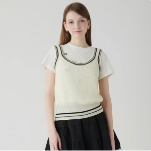 SATIN2024 Summer Korean Women's Square Corset Knitted Shirt for Outer Wear and Inner Strap Tank Top O242T988
